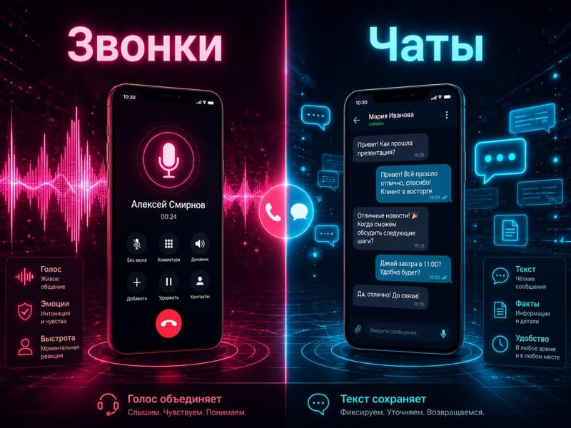 отличие звонков от чатов